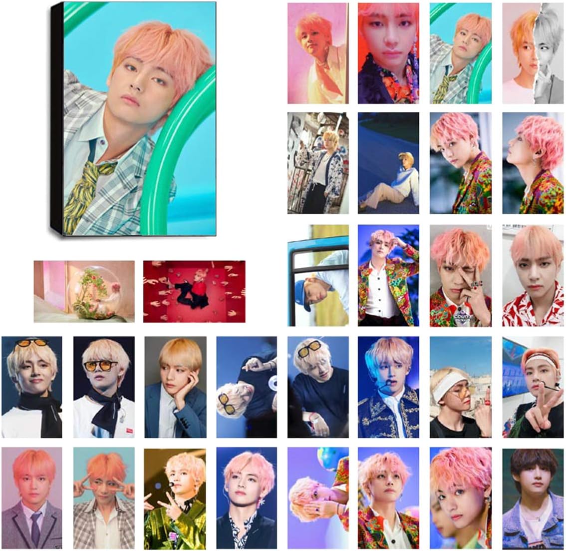 KPOP BTS Taehyung V Lomo Cards Bangtan Boys Photocard Set of 30 for Army Fan with Greeting Card Postcards Box (TAEHYUNG 9)