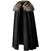 Mens Viking Robe Costume Fur Cloak Shoulder Lengthened Cape Medieval King Lord Cape LARP Cosplay