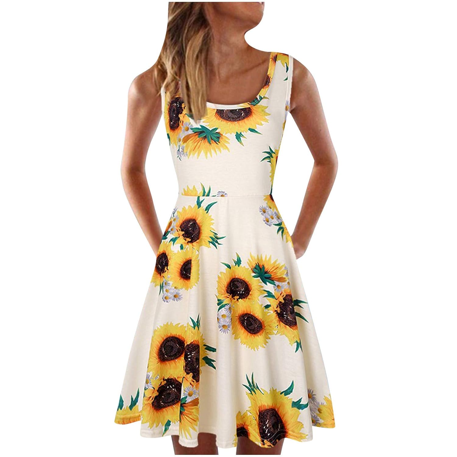 Women Dress Stylish for Summer Casual Sleeveless ONeck Summer Print