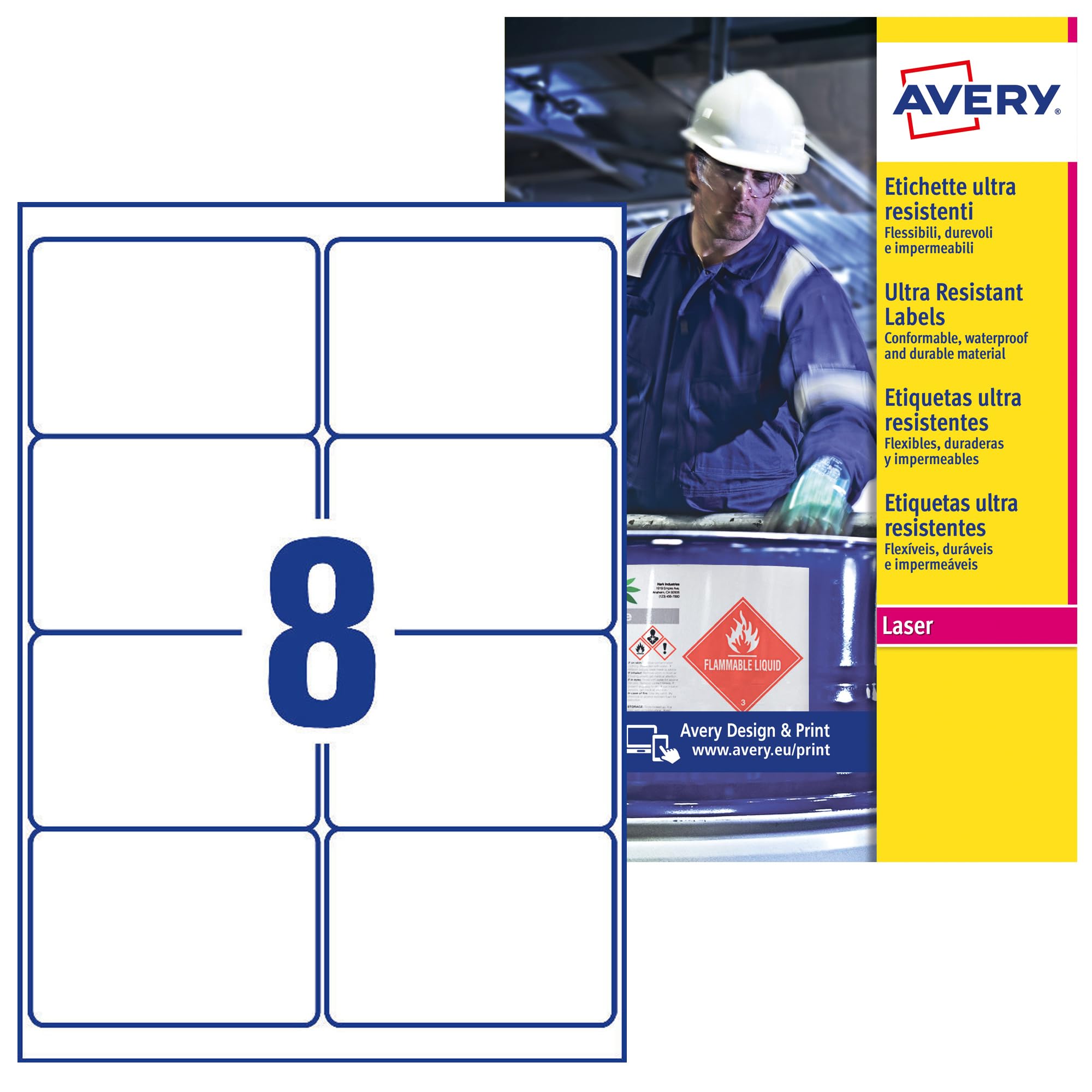 Avery Zweckform L7914 10 Poly Film Labels A4 80 Labels 99.1 x 67.7 MM 10 Sheets White