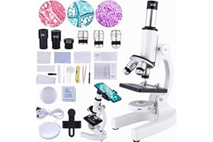 OOZSTAR Microscope for Kids 40X-2000X, Microscope for Children 8-12 Years Old with LED Fill Light, Slides and specimens Ideal for School Labs Homeschooling