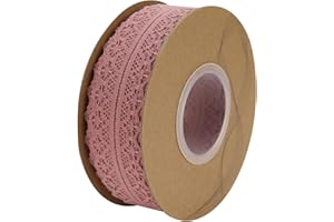 Nsilu Floral Pattern Fabric Lace Ribbon Trim for Sewing& Crafts Hair Bow Making, Gift Package Wrapping 1 Inch Wide (Red Bean Powder, 25 Yards)