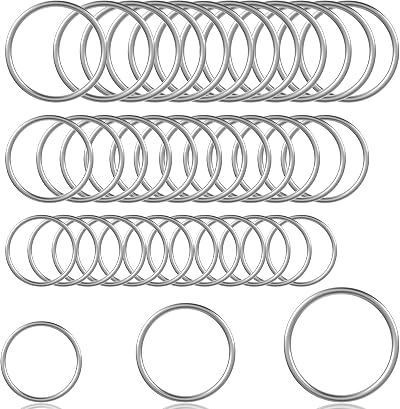 Boloest 36pcs Stainless Steel O Rings Welded for DIY Craft Keychain Belt 1.2"