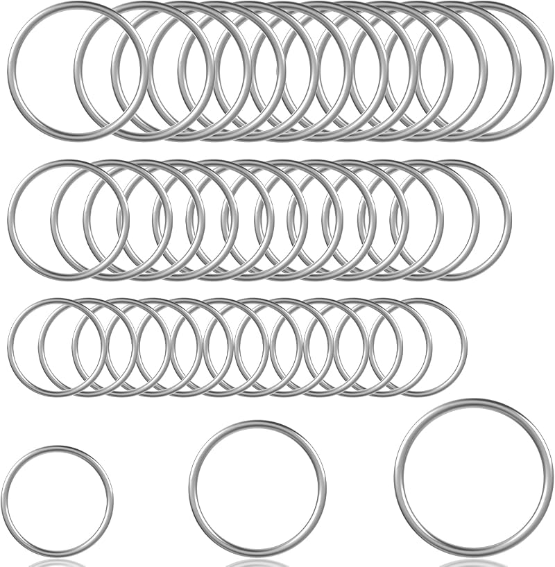 Boloest 36pcs Stainless Steel O Rings Welded for DIY Craft Keychain Belt 1.2"