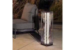 Solar Yard 2 Piece Outdoor Solar Floor Lamp Resin Wicker Solar Light Outdoor Waterproof for Yard, Garden, Pathway, Deck, Dazzle Dance (Brown 2 Piece)