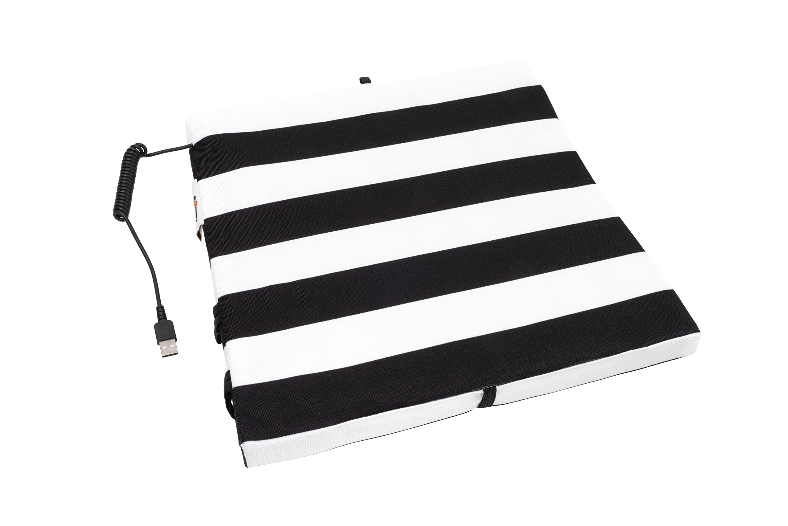Heated Stadium Seat Cushion | Thermal Heat to Keep You Warm When Doing Outdoor Activities Like Camping | Foldable & Portable | Water & Dirt-Resistant | USB Connector | Black/White | 35x35x3.5 cm
