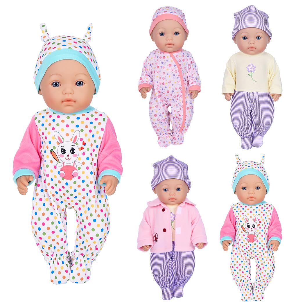 4 Set Baby Doll Clothes include Coat,Rompers and Hat for 43cm / 17 inch Baby Dolls (No Doll)