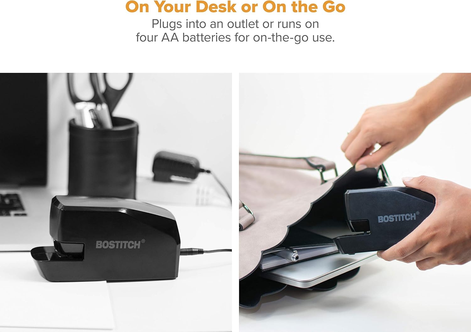 Bostitch Office Portable Electric Stapler, 20 Sheets, AC or Battery Powered, Black (MDS20-BLK) : Office Products