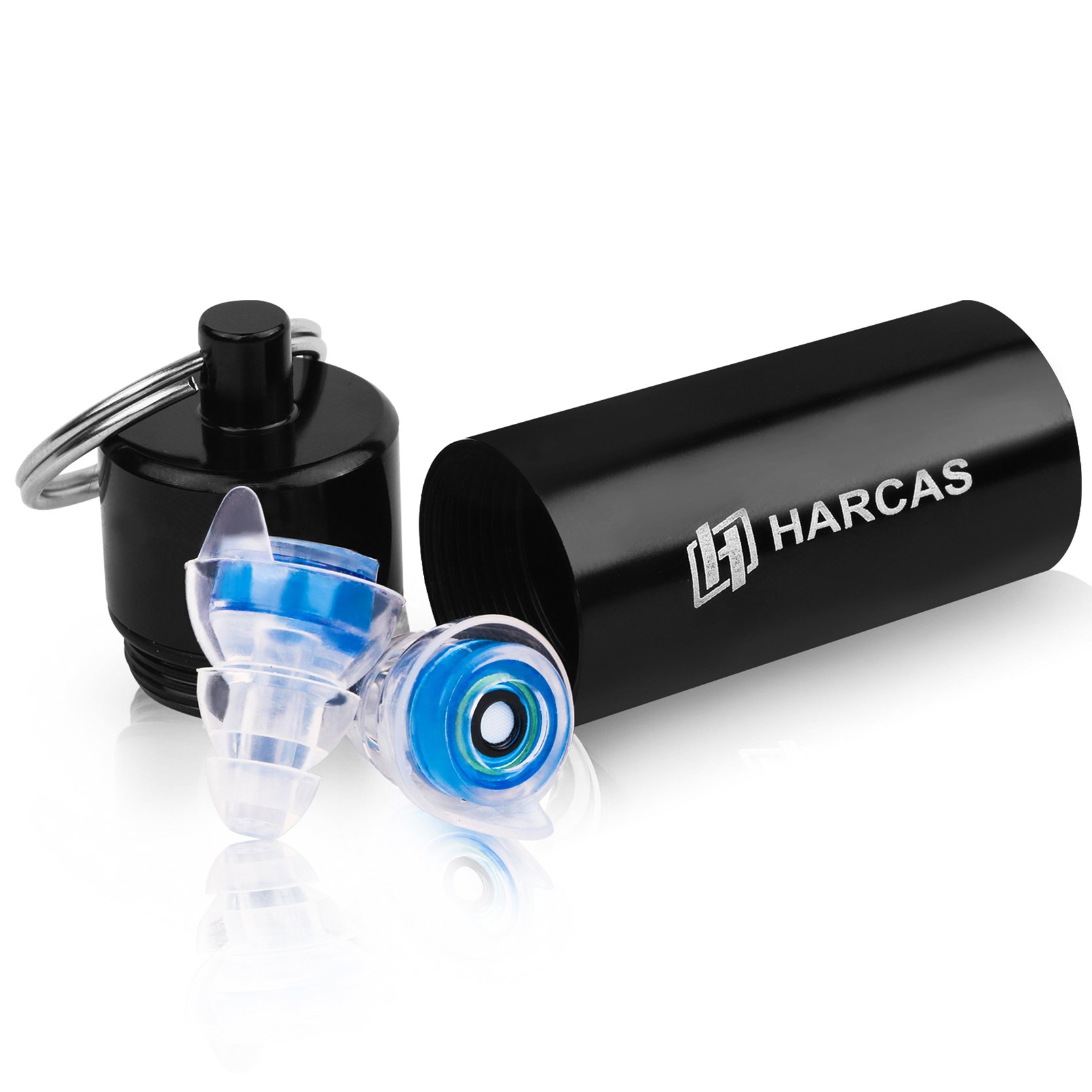 Harcas Ear Plugs - Silicone Noise Filter - Perfect for Music, Drummers, Concerts, DJ’s, Studying, Sleeping or Travelling - Light Blue