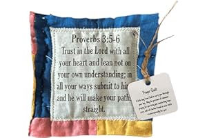 MZIILYRN Handmade Pocket Prayer Quilt with Wooden Cross Inside, Colorful Sewn Quilts for Spiritual Comfort, Christian Gift for Family, Friends, and Yourself (K)
