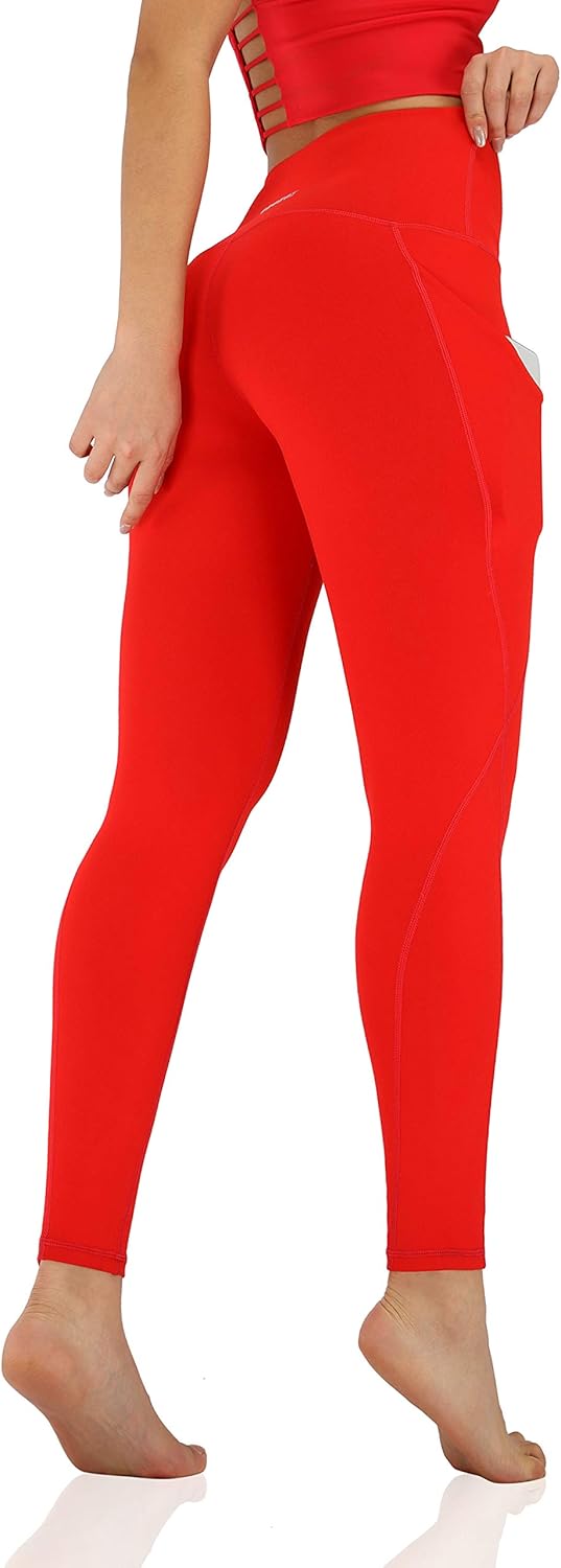 ODODOS Women's High Waisted Yoga Leggings with Pocket, Workout Sports Running Athletic Pants with Pocket: Clothing