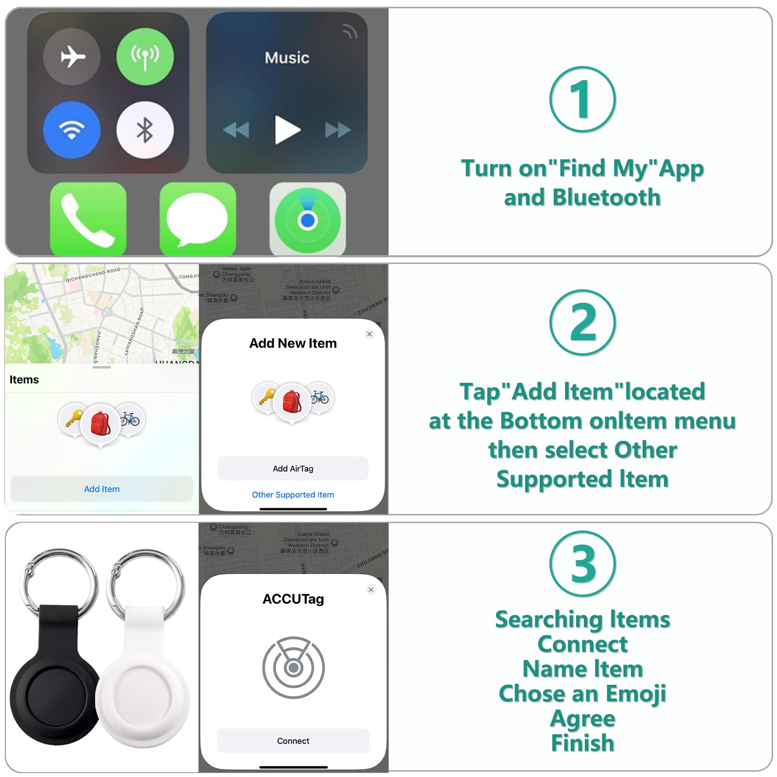 2 Pack GPS Tracker and 2 Keychains for Vehicles Work with Find My (iOS Only) Real Time Hidden Mini Car Locator Tracking Global Coverage Device No Monthly Fee or Subscription No SIM Card Required