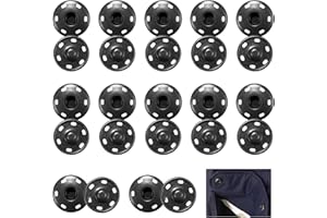 12 Pcs Poppers Fasteners,Large Press Studs Snap Fasteners for Clothing Kit,Heavy Duty Metal Black Buttons,21mm Sew-On Fastene