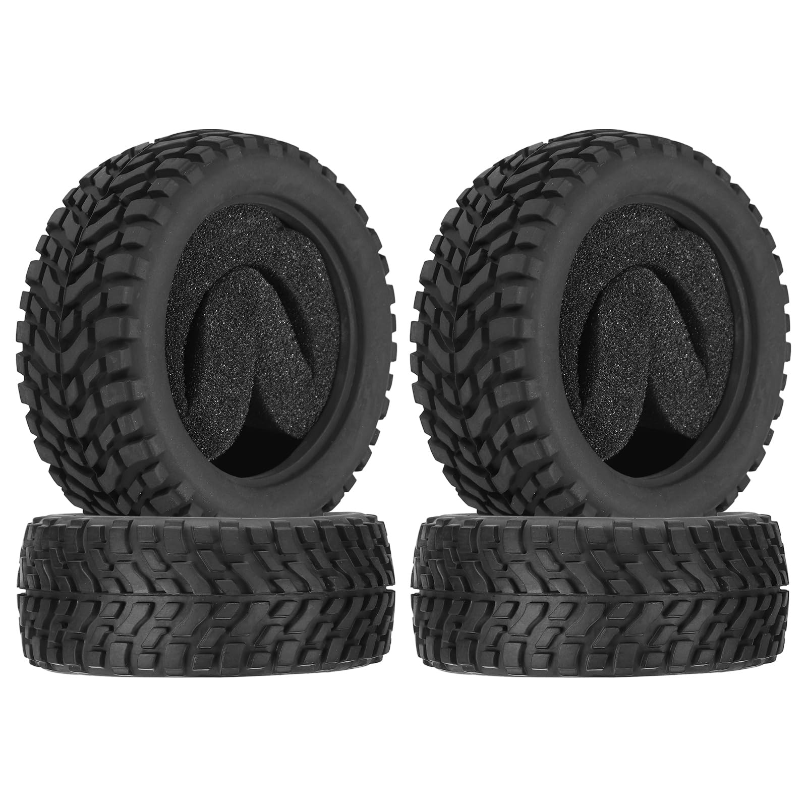 sourcing map 4Pcs Soft Rubber RC On-Road Car Tyres D17-Type Sponge Inside for RC 1/10 HSP Tires Scale Touring On-Road Racing DIY Model Car- 75mm(2.95") OD x 30mm(1.2") Width, Black