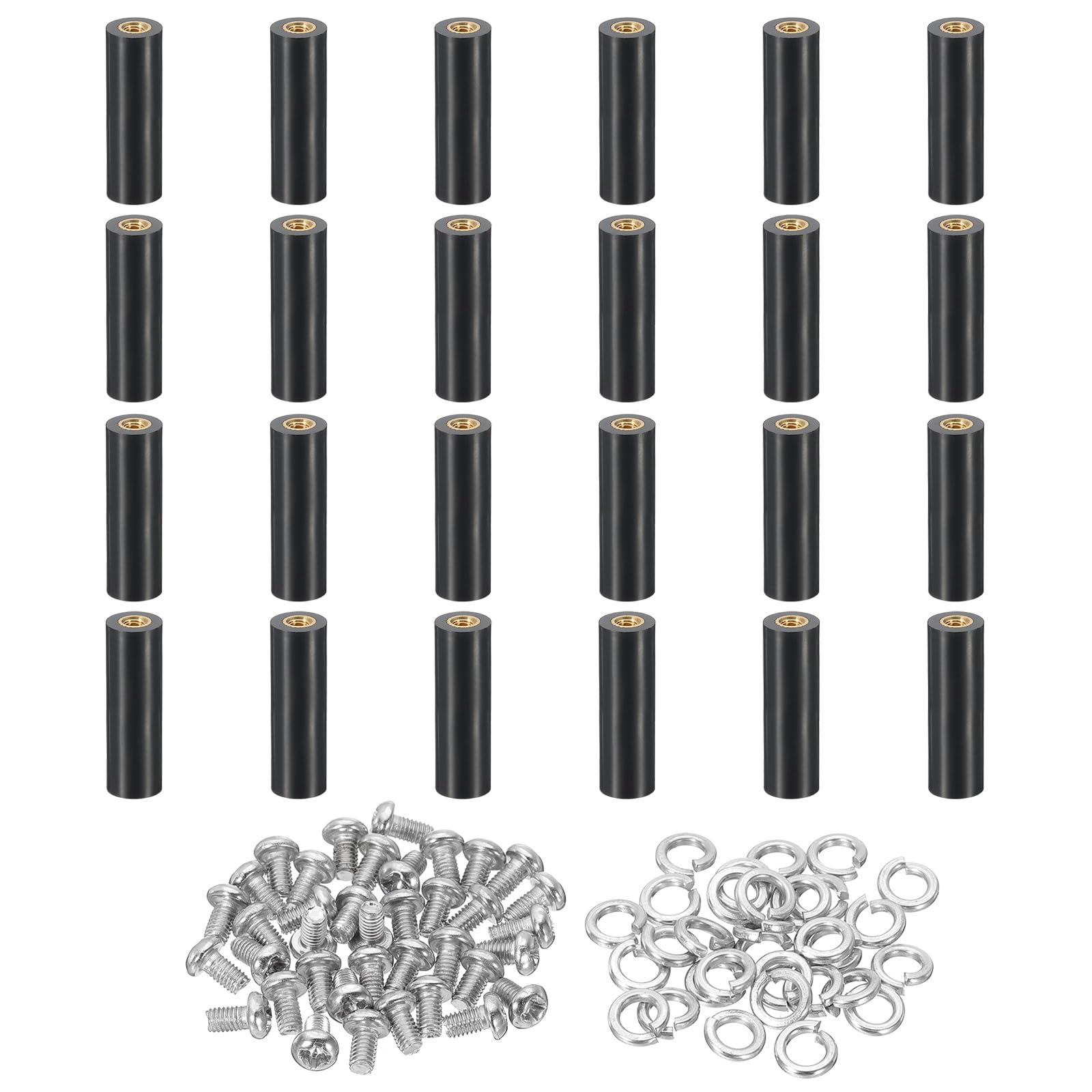 PATIKIL M3x25mm PCB Support Spacer, 24 Set 25mm/0.98" Supporting Height PCB Standoff Isolation Board Stand Column Flat Head Plastic Copper Support for PCB PC Board, Style 1
