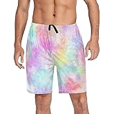 Vdsrup Tie Dye Men's Pajama Pants Short Sleepwear Cute Pink Pj Bottom with Pockets Drawstring Lounge L