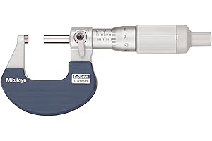 Mitutoyo 102-707 Ratchet Thimble Micrometer, Outside Micrometer, Ratchet Thimble, 0-25mm Range, 0.001mm Graduation, +/-0.002mm Accuracy