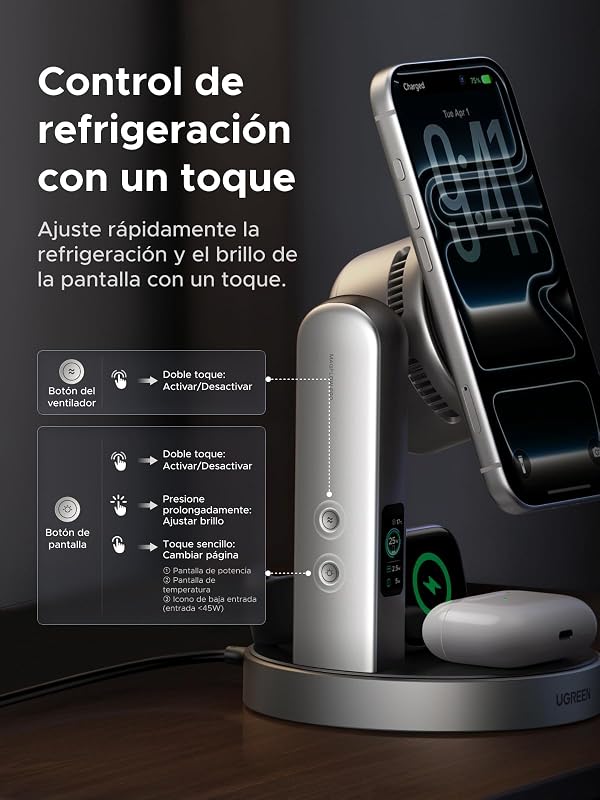MagFlow Pro 3 en 1 Wireless Charger Qi2 25W, Ventilador Tec