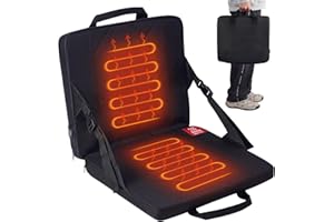 CHIEFINCH Foldable Heated Stadium Seats Cushion for Bleachers with Back,Portable USB Powered Heated Chair Pad for Adults for Outdoor Sports Events, Concerts, Camping, Fishing (Power Bank Not Included)