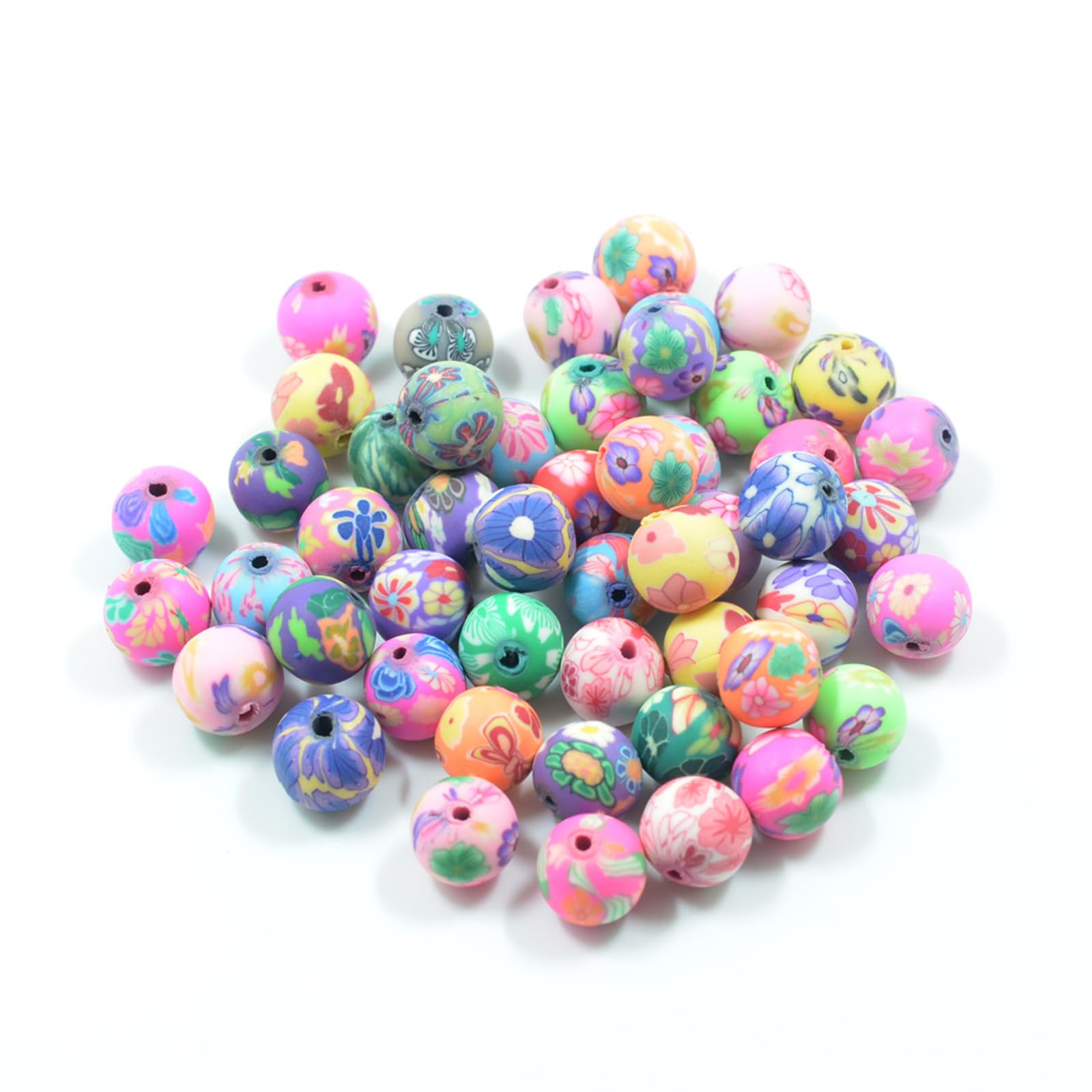Qianxihu 100Pcs Multicolor Round Craft Beads DIY Large Round Clay Spacer Beads for Jewelry Making