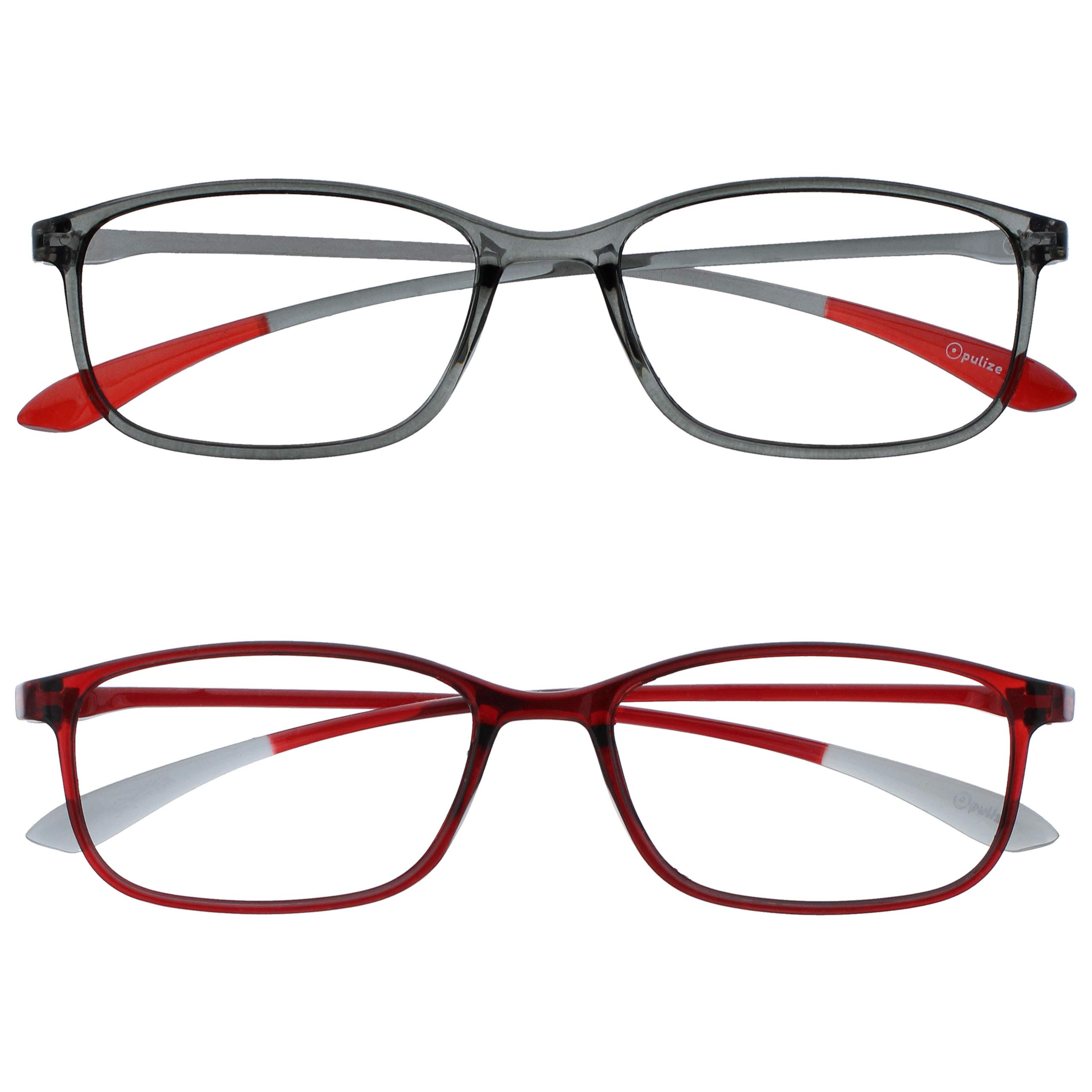 OPULIZE Ice Reading Glasses 2 Pack Ultra Lightweight Frame Scratch Resistant Grey Red Mens Womens RR61-7Z +1.50 — image 1