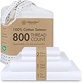 Threadmill Luxury 800 Thread Count Full Size 100% Cotton Sheets - Hotel White Sateen Weave Bed-Sheets, Better Than Egyptian Cotton, 4 Pc Solid Bed Set, Fits 16" Deep Pocket