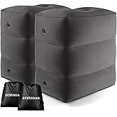 [2-Pack] Rewondah Inflatable Foot Rest Airplane, Kids Airplane Bed | Adjustable Height Travel Foot Rest Pillow | Toddler Flights Seat Extender | Inflatable Foot Rest for Air Travel Flights Train, Car