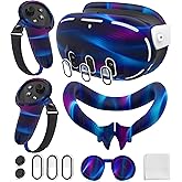 YRXVW Silicone Cover Set Compatible with Oculus/Meta Quest 3, Touch Controller Grips Cover, VR Shell Cover, Facial Interface 