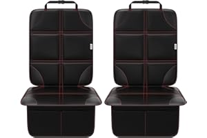 Meolsaek Car Seat Protector, Non-Slip Backing Will Not Leave Imprint, Waterproof Thicker Car Seat Cover for SUV, Sedan, Truck, Leather Car Seat Cushion (Black with Red Stitching)
