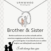 URMWMOO Sister Gifts from Brother 925 Sterling Silver Brother And Sister Necklace Love Heart Pendant Jewelry Birthday Christmas Graduation Gift for Sister Women