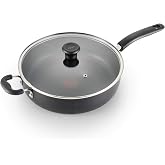 T-Fal Specialty Aluminum Pan with Lid 12 in. 5 qt. Black