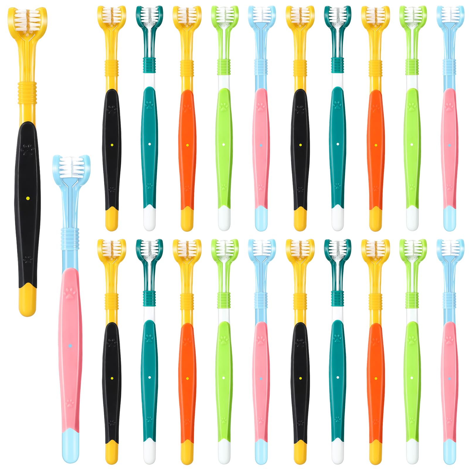 Photo 1 of Vesici 20 Pcs 7 Inch Dog Toothbrush 3 Sided Pet Teeth Cleaning Brush Dental Care Suitable for Dog Most Pets Cat Puppy Kitten Different Teeth and Mouth Shapes Cleaning