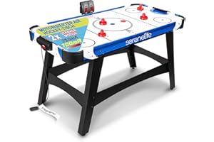 SereneLife Powered Air Hockey Table - Sports Arcade Games, with Complete Accessories, Strong Motor, Digital LED Scoreboard, B