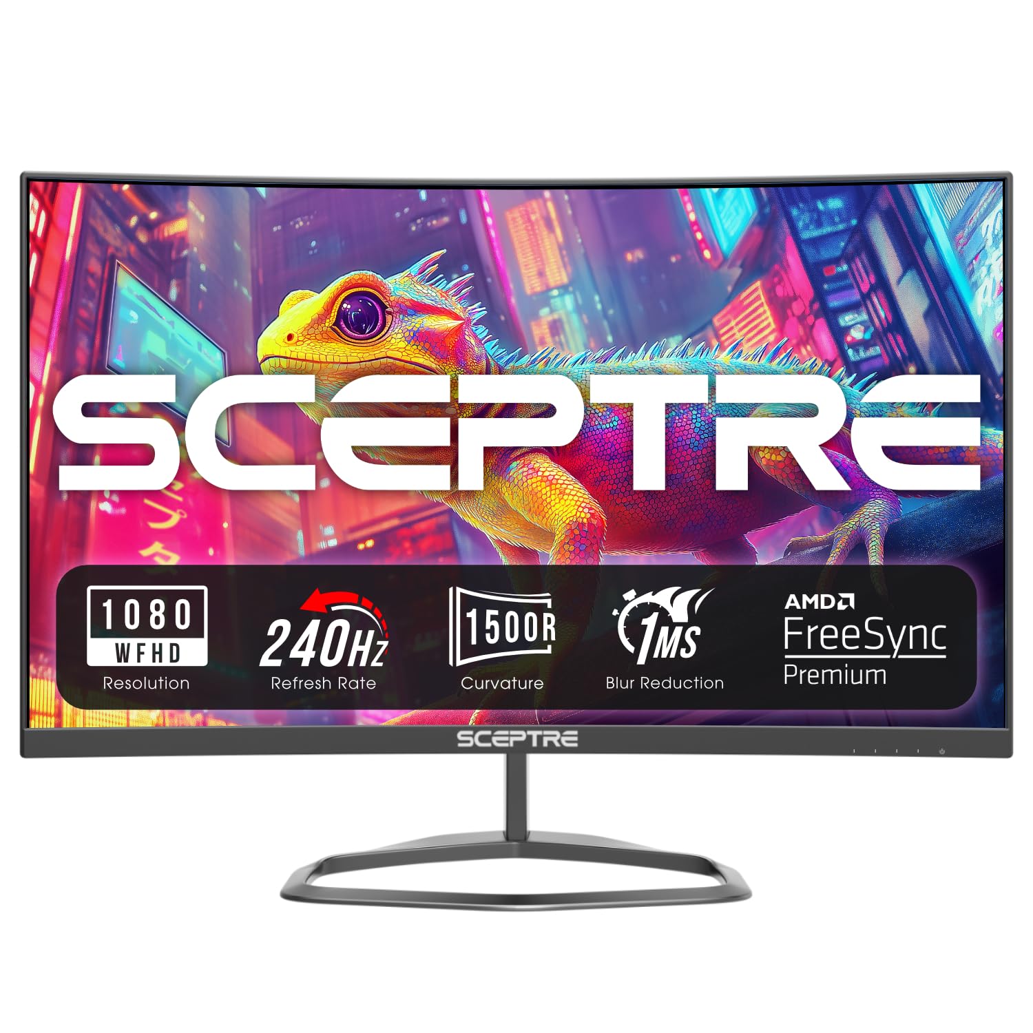 Sceptre Curved 24.5-inch Gaming Monitor up to 240Hz 1080p R1500 1ms DisplayPort x2 HDMI x2 Blue Light Shift Build-in Speakers, Machine Black 2025 (C255B-FWT240)