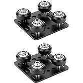 QWORK Small V-Wheel Plate, 2 Pack Gantry Rod Plate with Wheel, 65mm X 65mm for 2020V Aluminum Profile Plate, CNC and 3D Printer Parts