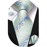 Hi-Tie Silk Paisley Ties for Men Necktie Pocket Square Cufflinks Set Foral Tie Sets Formal Business