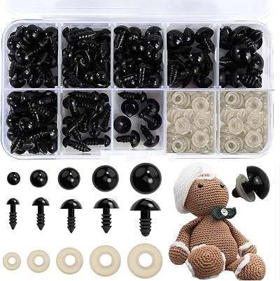 ASIRYVA Safety Eyes 100Pcs with Washers 6-12 mm for Crochet Toys