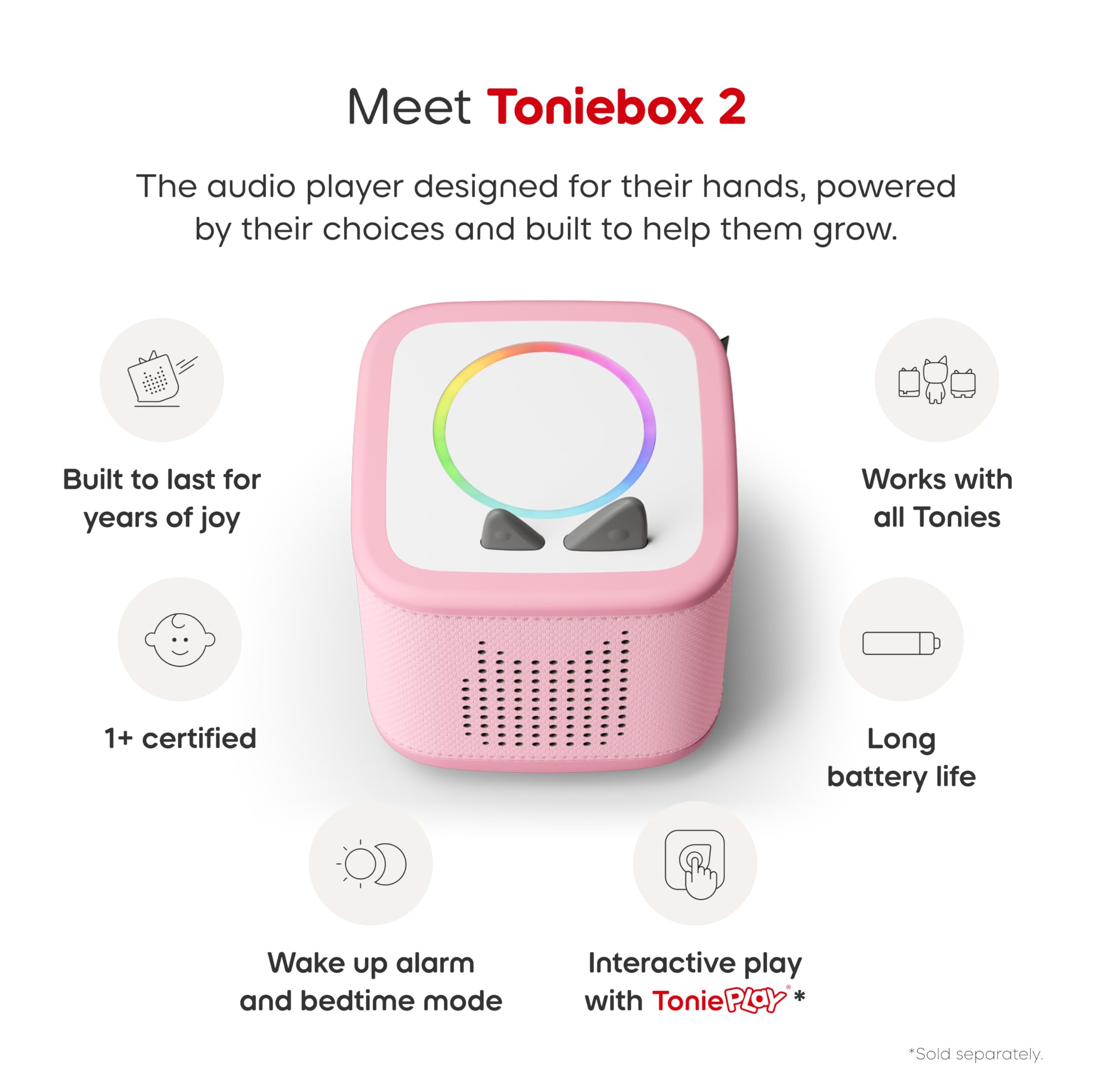 Toniebox 2 Audio Player Starter Set for Kids 1+ with Playtime Puppy - Cloud Pink