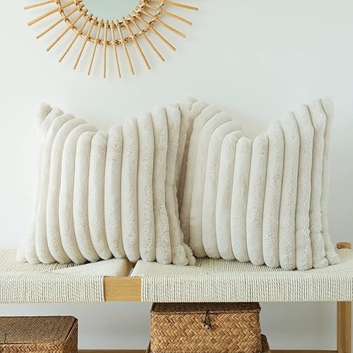 JOJUSIS Pack of Faux Fur Plush Decorative Throw Pillow Covers