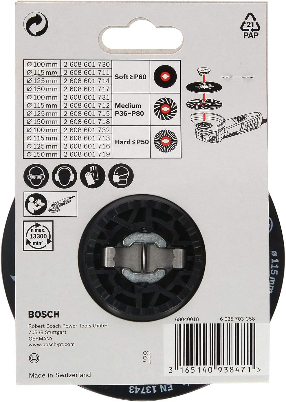 Bosch 1x PRO Backing Pad for Small Angle Grinders X-Lock, Soft (diameter 115 mm, Professional Accessory Small Angle Grinder) - Image 3