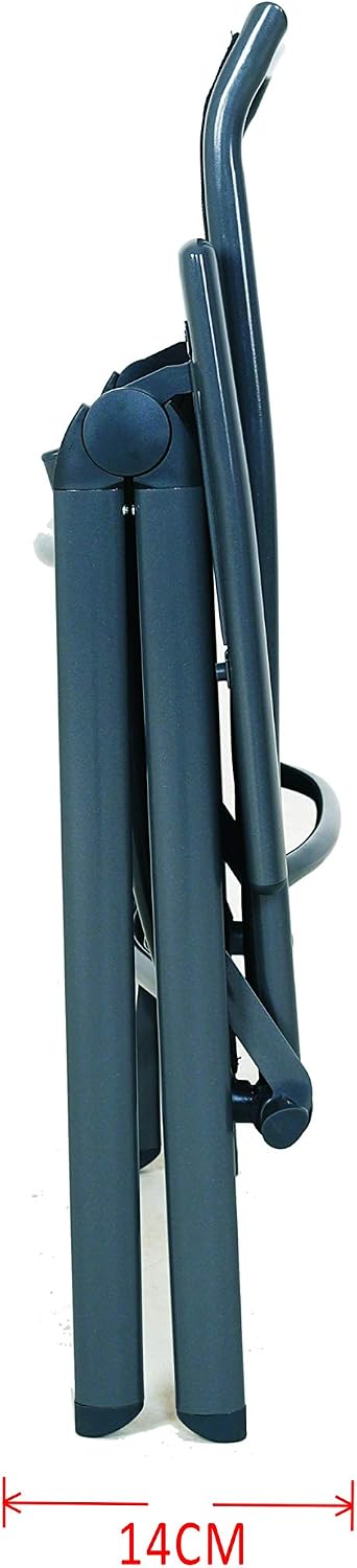 Chicreat Upholstered Folding High-Back Chair, Dark Grey/Black, Aluminium, 150 x 90 x 75 cm - Image 4