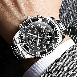 OLEVS Mens Black Watches Chronograph Luxury Dress