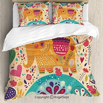 Amazon Com Sfeatruangel 3 Piece Bed Set Duvet Cover Set Elephant