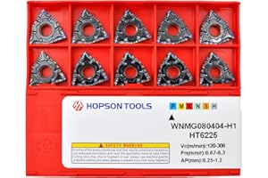 Hopson Tools Carbide Turning Inserts WNMG 431 PF / WNMG080404 for Finishing Cutting Steel, Wnmg Insert for CNC Lathe Turning Tools, 10 PCS