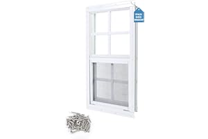 Ktondic 1 Pack Shed Window 14"X21" White Flush Mount Household Windows with Tempered Glass and Fiberglass Screen for Shed Chicken Coop Playhouse and Garage