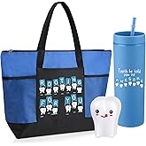 Dansydaisy 3 Pcs Dental Hygienist Gifts for Women Men Dental Assistant Gifts Inspirational Dentist Tote 16 oz Dentist Tumbler Teeth Stress Toy for Office Coworker Staff Employees Team(Blue)