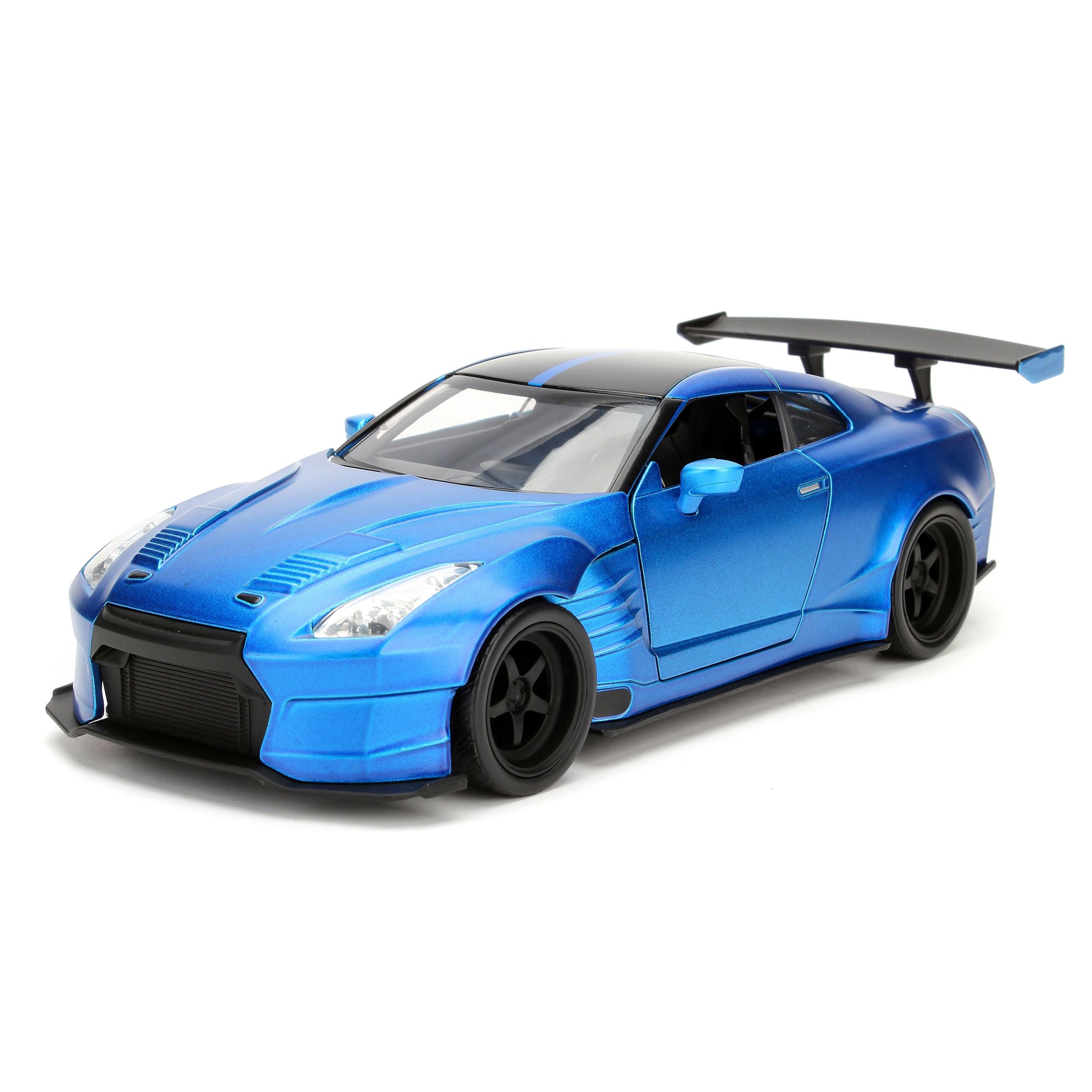Jada Toys Fast & Furious Brian's 2009 Nissan GT-R (R35) Ben Sopra Car Tuning Model 1:24 Scale with Spoiler, Opening Doors, Bonnet and Trunk, Freewheel, Blue
