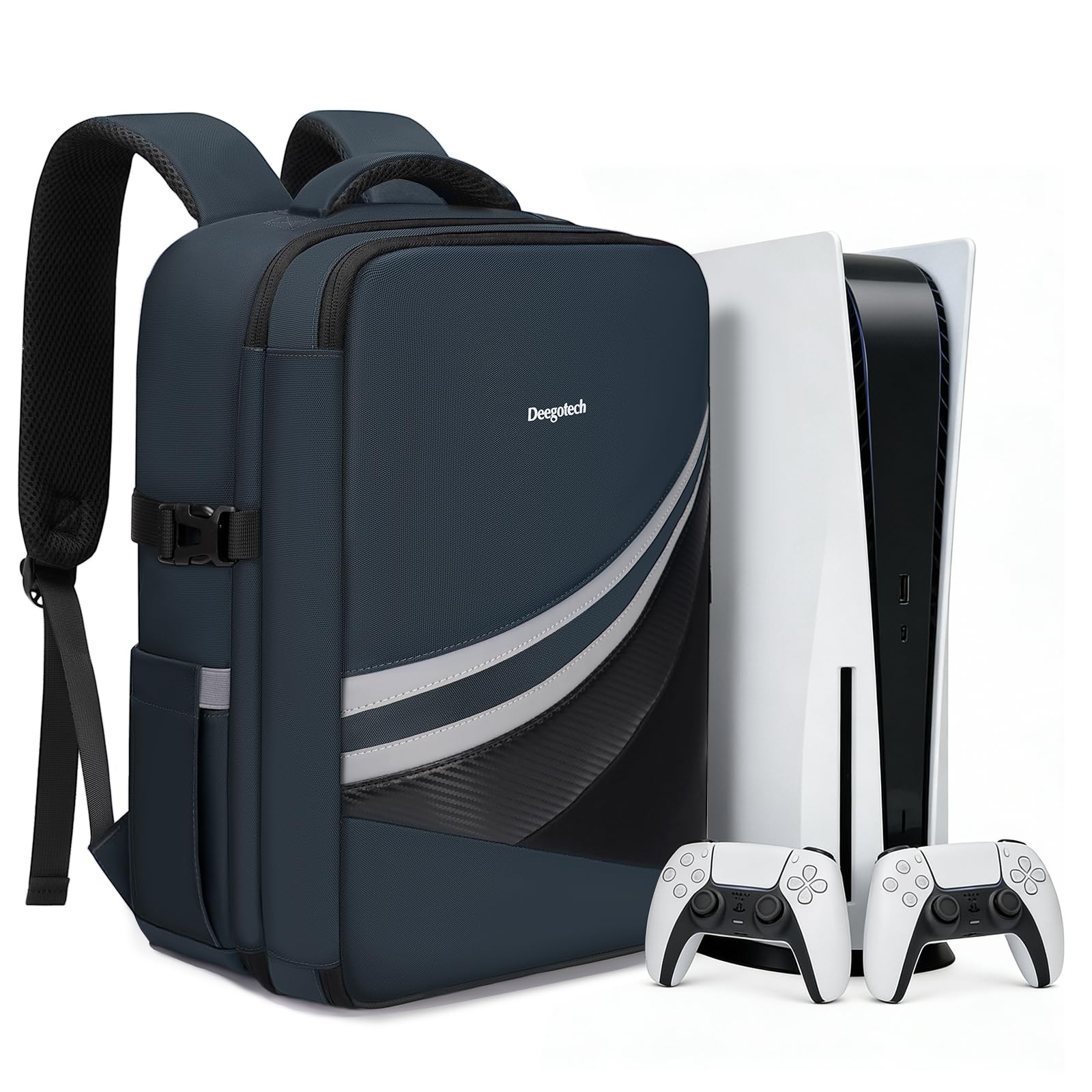 Deegotech Carrying Case Compatible with PS5/PS5 Pro, Protective Travel Bag Backpack Compatible with Playstation 5 Console, PS5 Controller, Disc, Gaming Accessories and 15.6" Portable Monitor