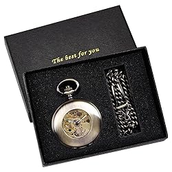 Bronze Smooth Vintage Skeleton Mechanical Pocket