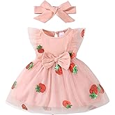 Renotemy Baby Girl Flower Dress Summer, Tutu Tulle Boho Princess Wedding Birthday Party Dresses for Infant Girls 0-18 Months